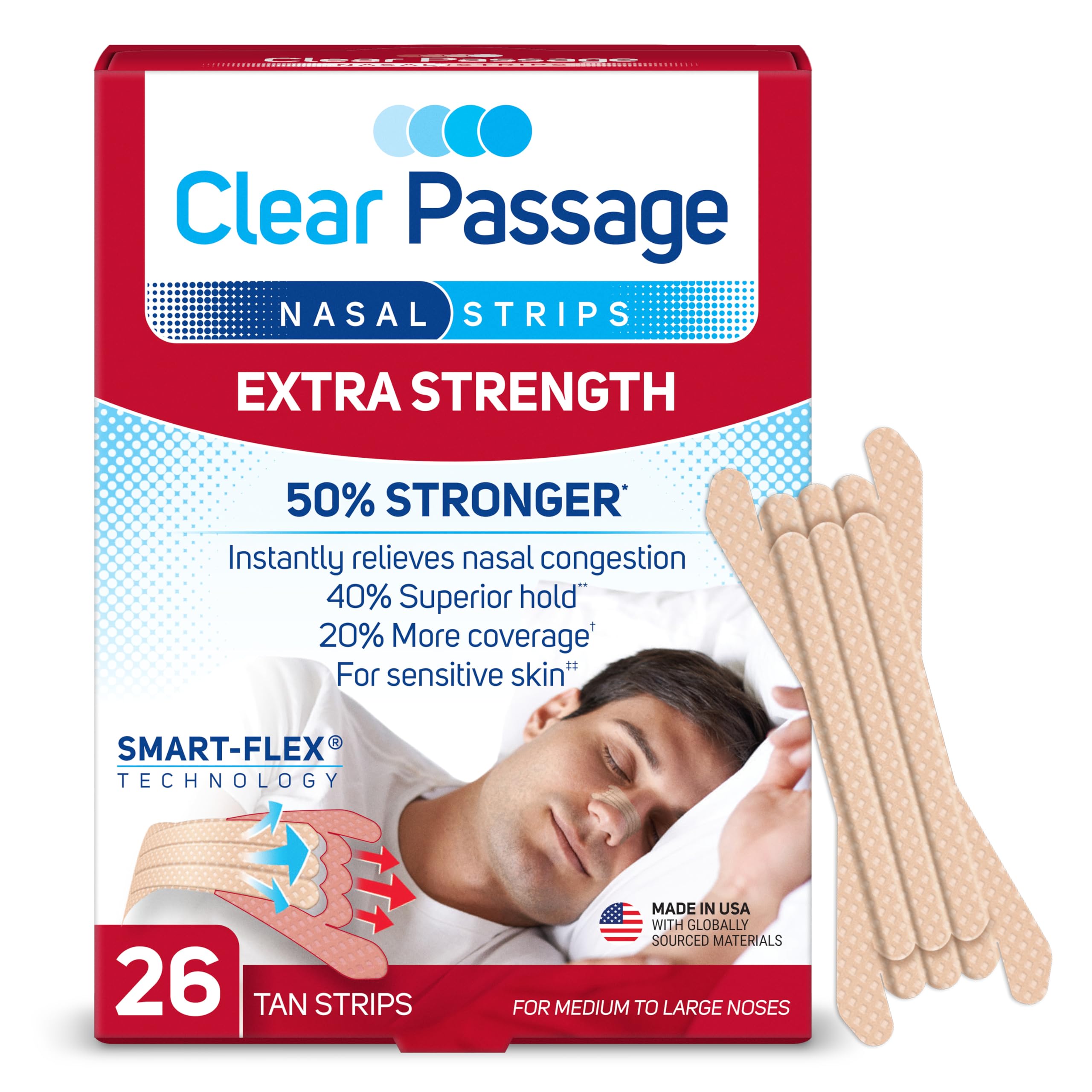 Clear Passage – emballage beige des bandes nasales pour un usage rapide