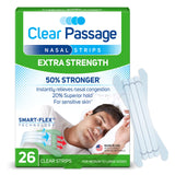Clear Passage – Paquet 26 bandes nasales pour respiration facilitée au coucher.
