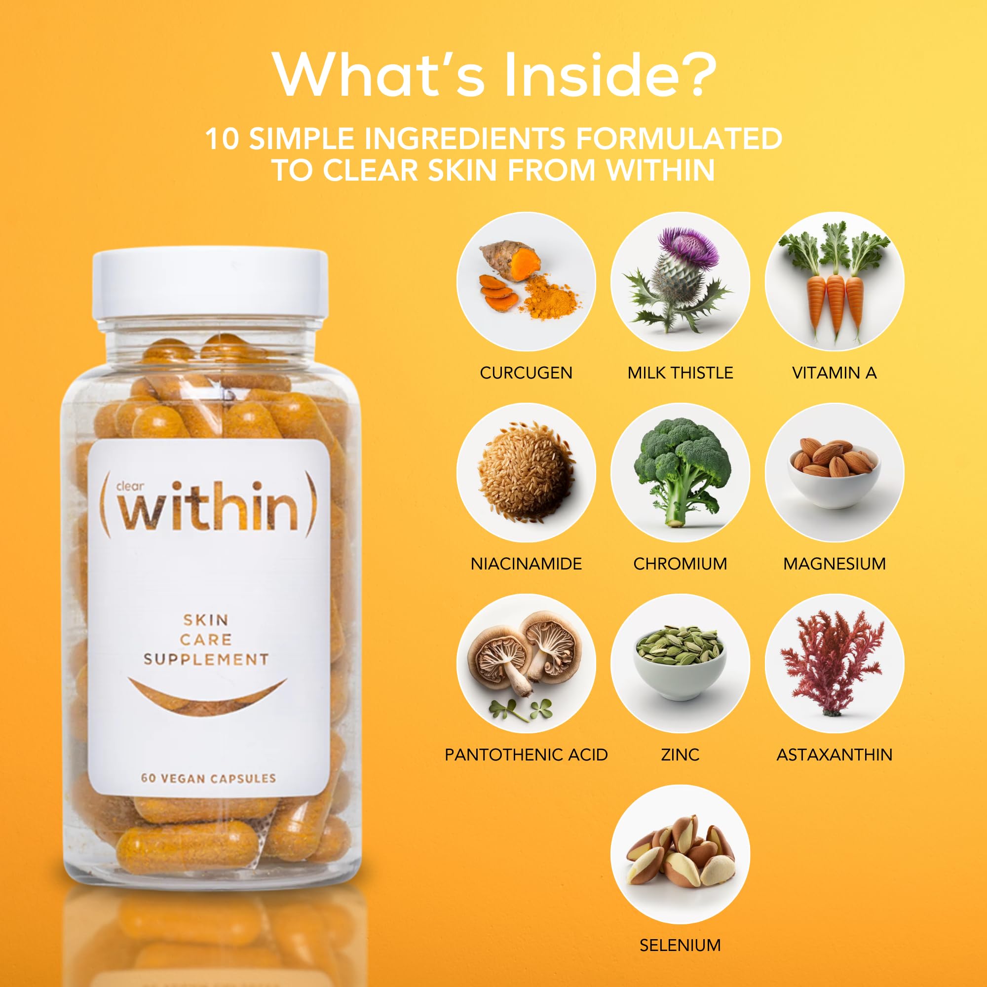 Clear Within Extrait de curcuma – Capsule biodisponible pour équilibre cutané