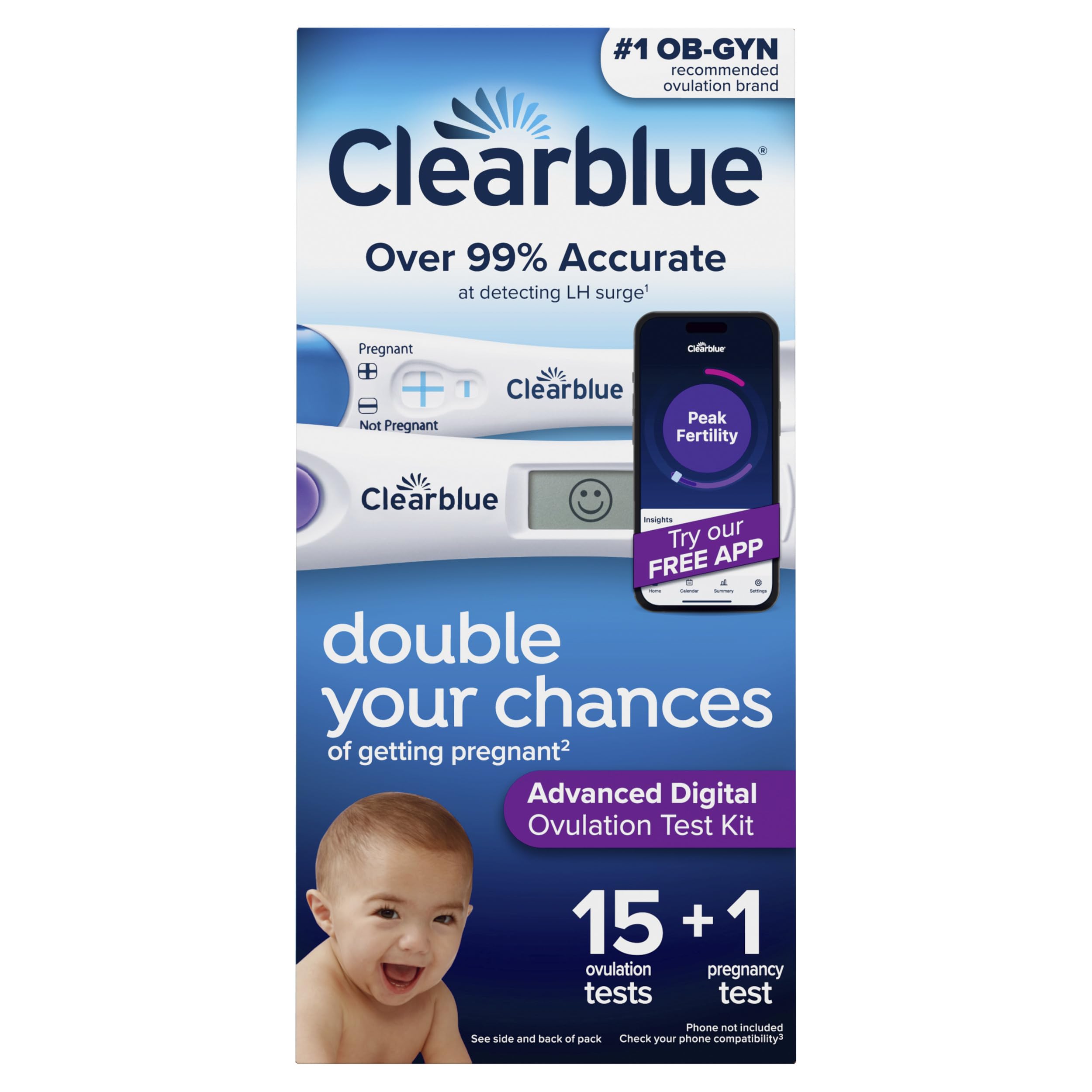 Clearblue Advanced affiche l’écran résultats clair et lisible.