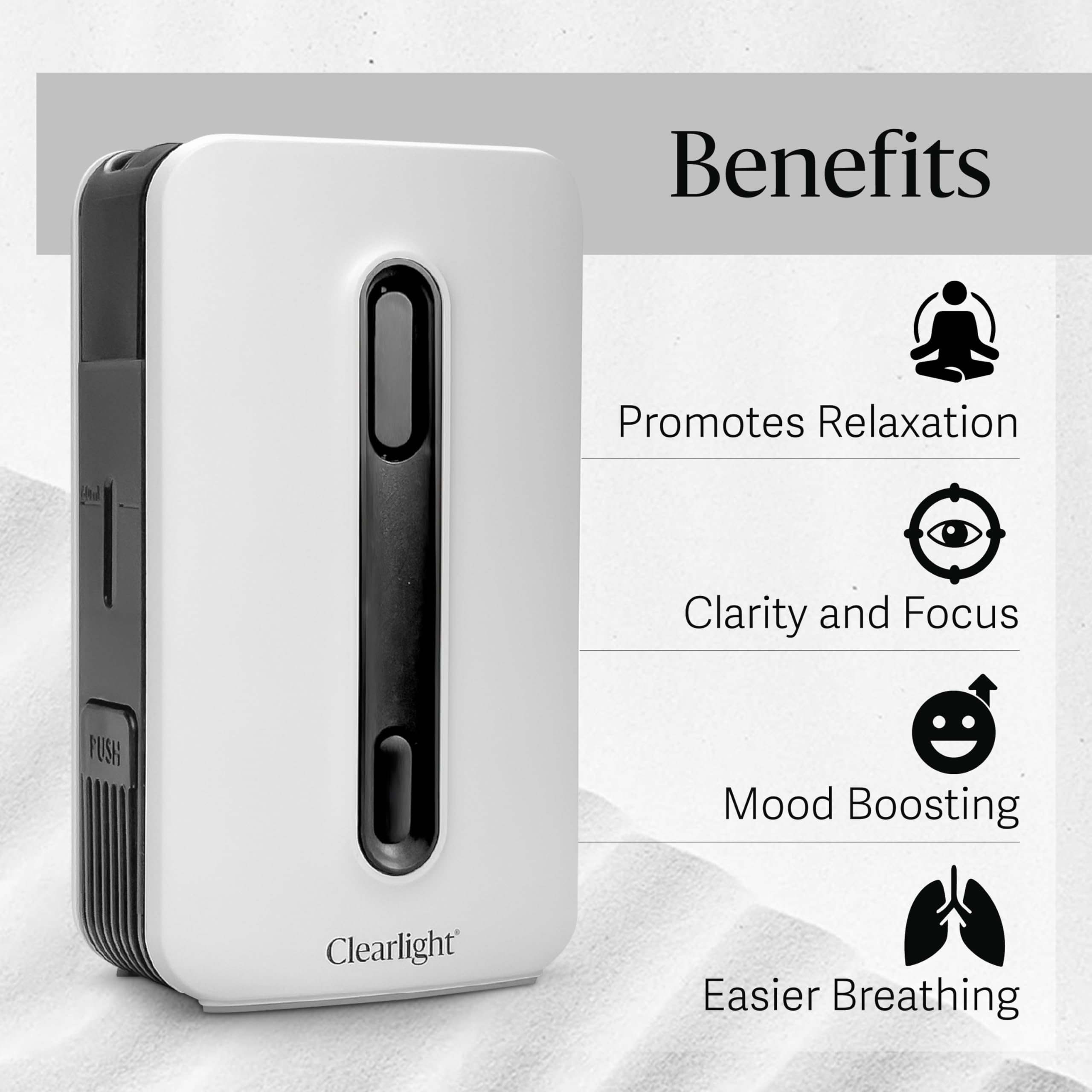 Diffuseur silencieux Clearlight, opération quasi silencieuse pour repos et méditation.