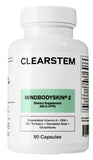 CLEARSTEM MINDBODYSKIN – Bouteille de capsules, apport naturel pour une peau plus claire et équilibrée.