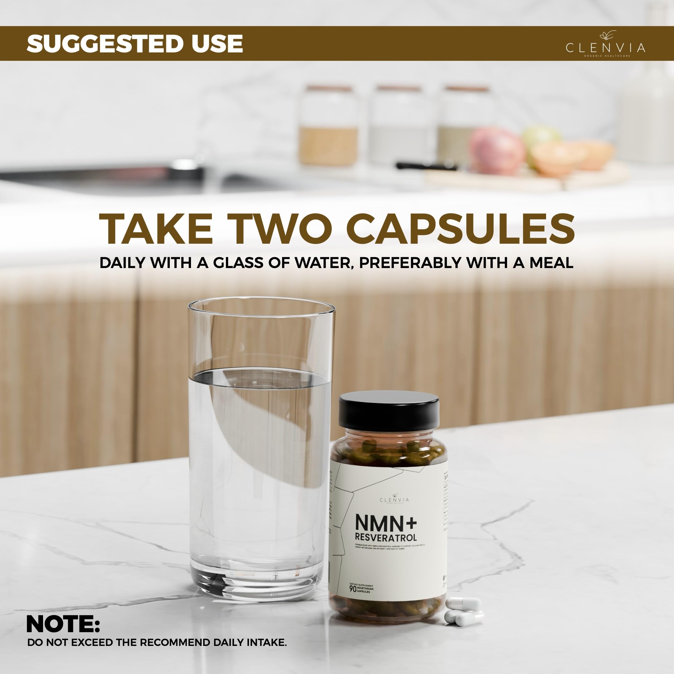 Capsules vegan CLENVIA NMN Résveratrol, soutien potentiel à l’énergie