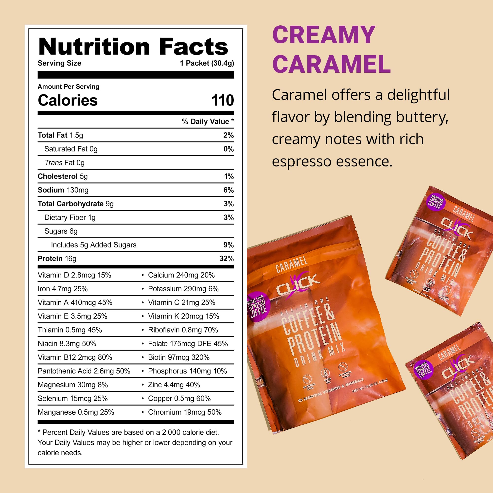Click Coffee Protein: poudre doseuse facilitant la préparation.
