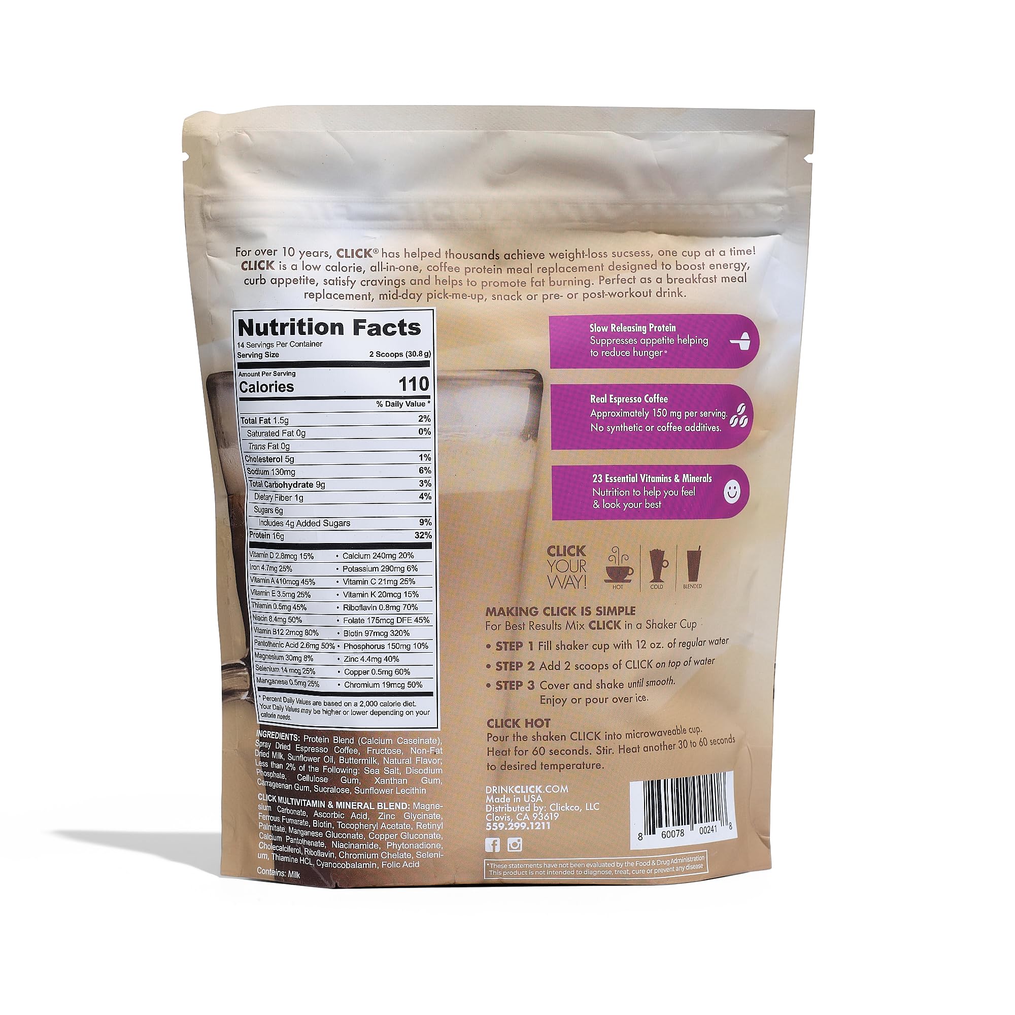 Click Protein Café Vanille Smoothie: goût vanillé et protéines pour démarrer la journée