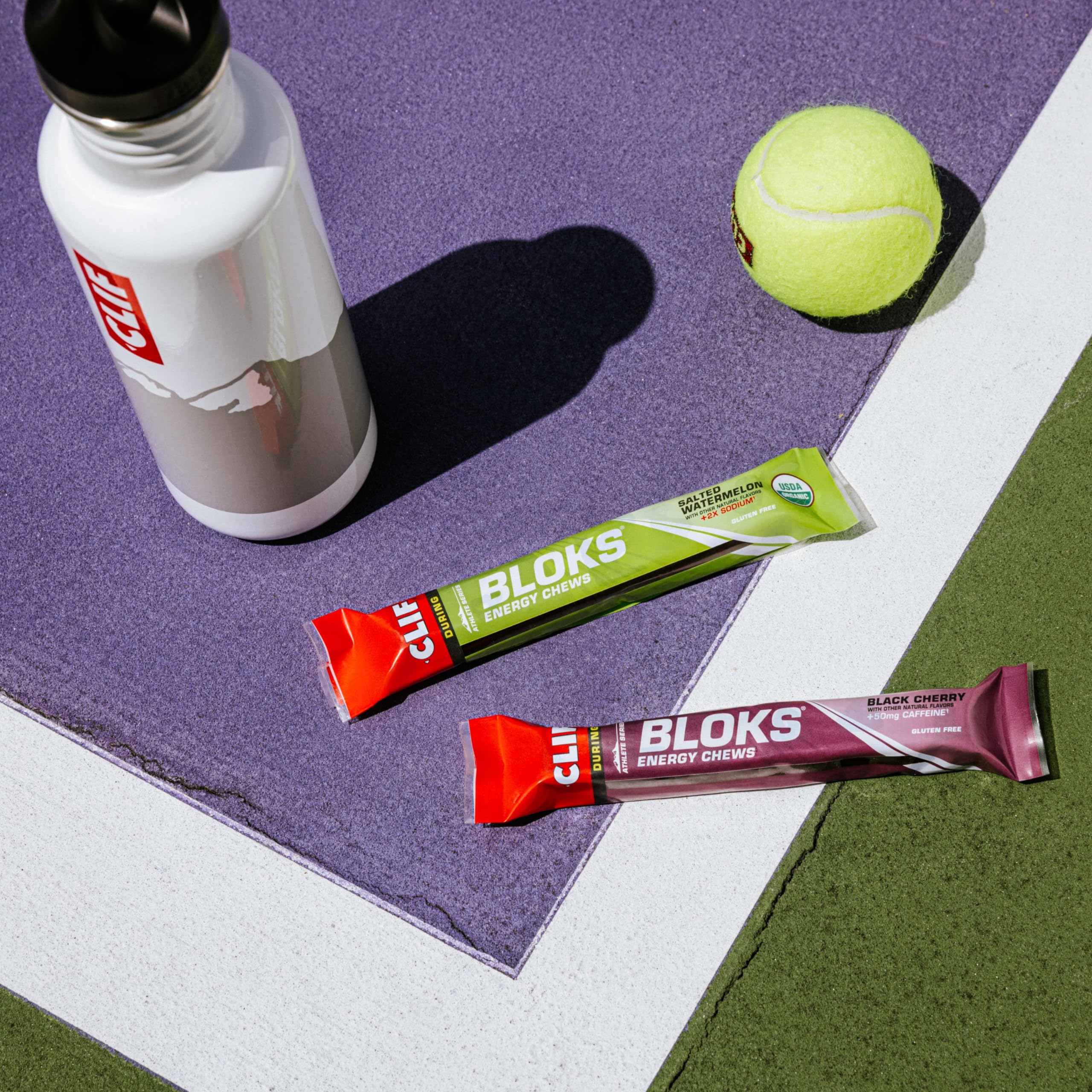 CLIF BLOKS: ingrédients à base de plantes et certification USDA Organic.