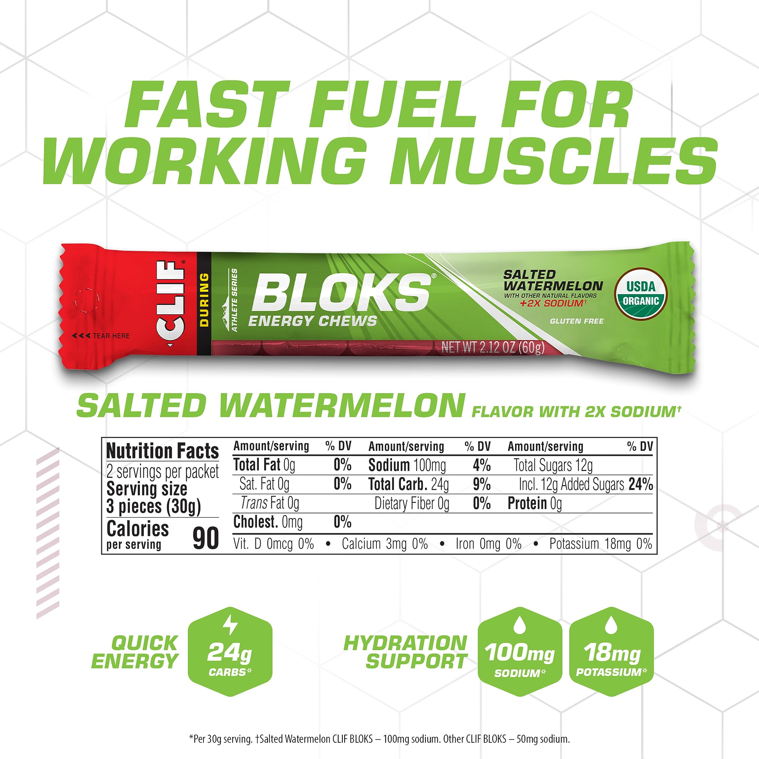 CLIF BLOKS: emballage 18 portions pratique à emporter.