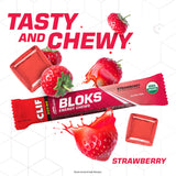 Texture douce des cubes CLIF BLOKS fraise pour manger facilement