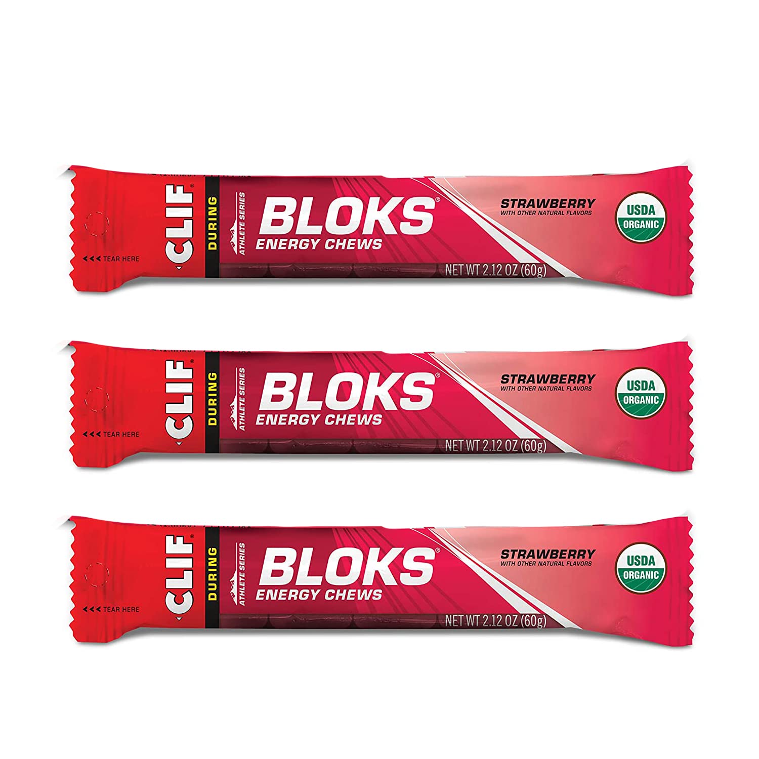 CLIF BLOKS Fraises — emballage pratique pour énergie rapide pendant l'entraînement