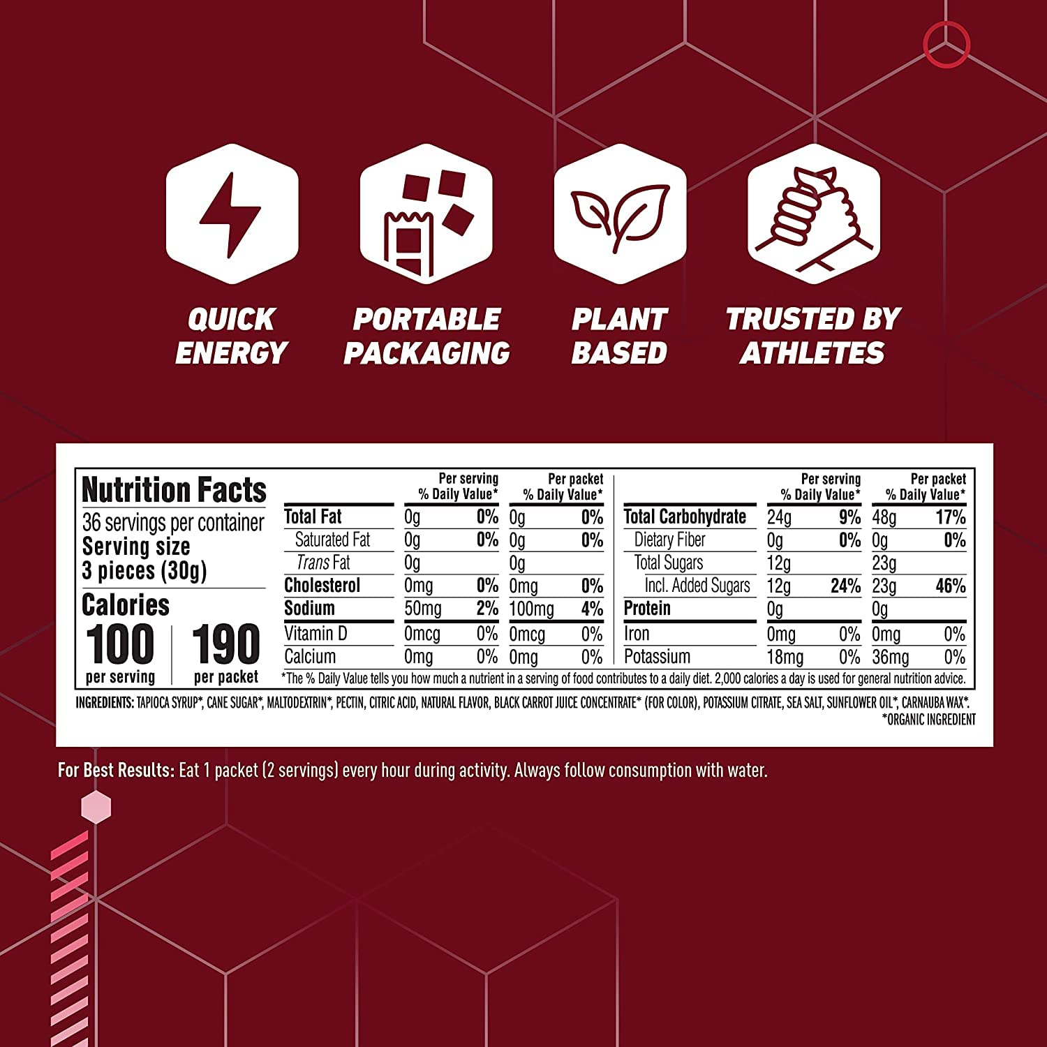 CLIF BLOKS Fraises — idéal pendant le sport pour énergie continue