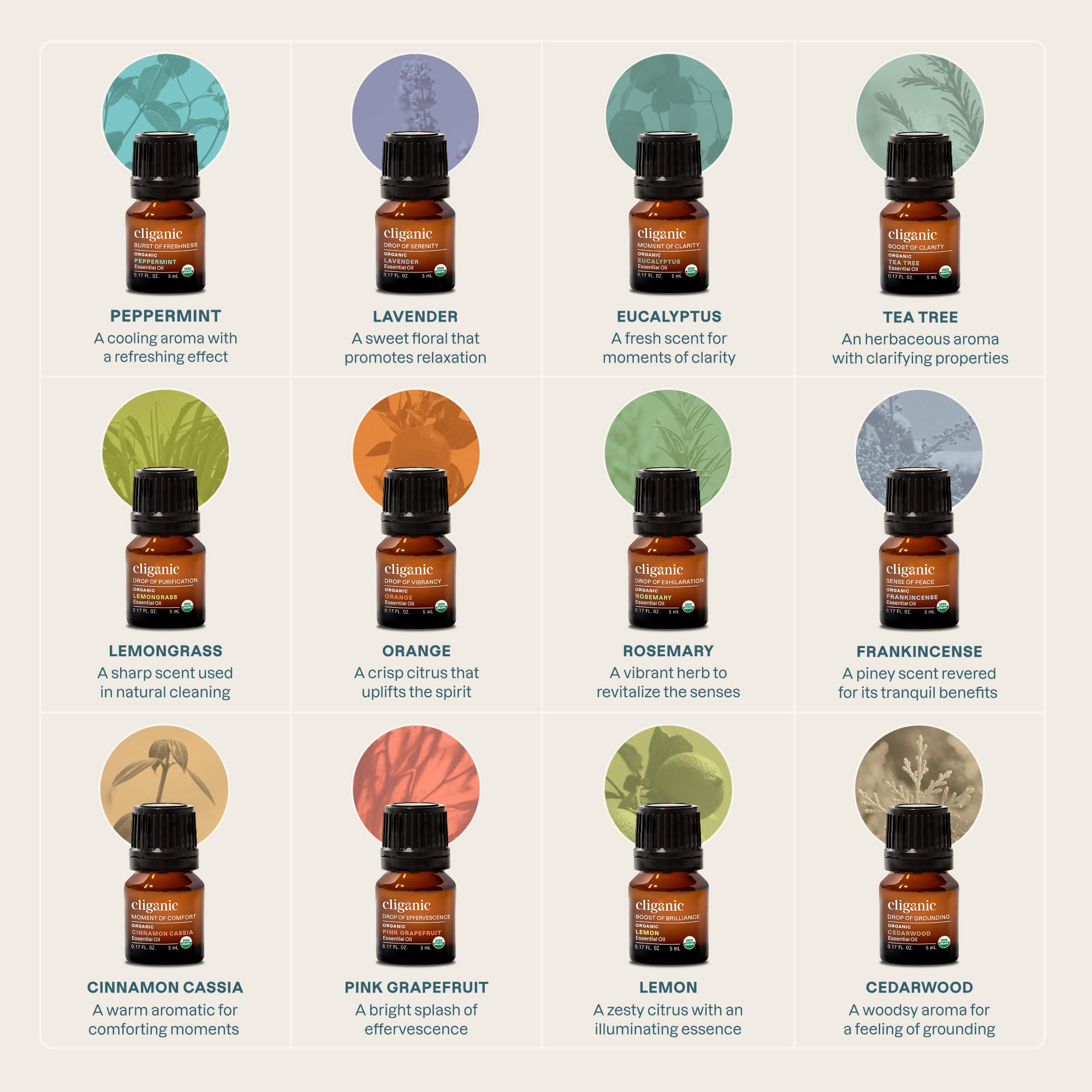 Cliganic huile essentielle arbre à thé, parfum net et polyvalent en diffusion.