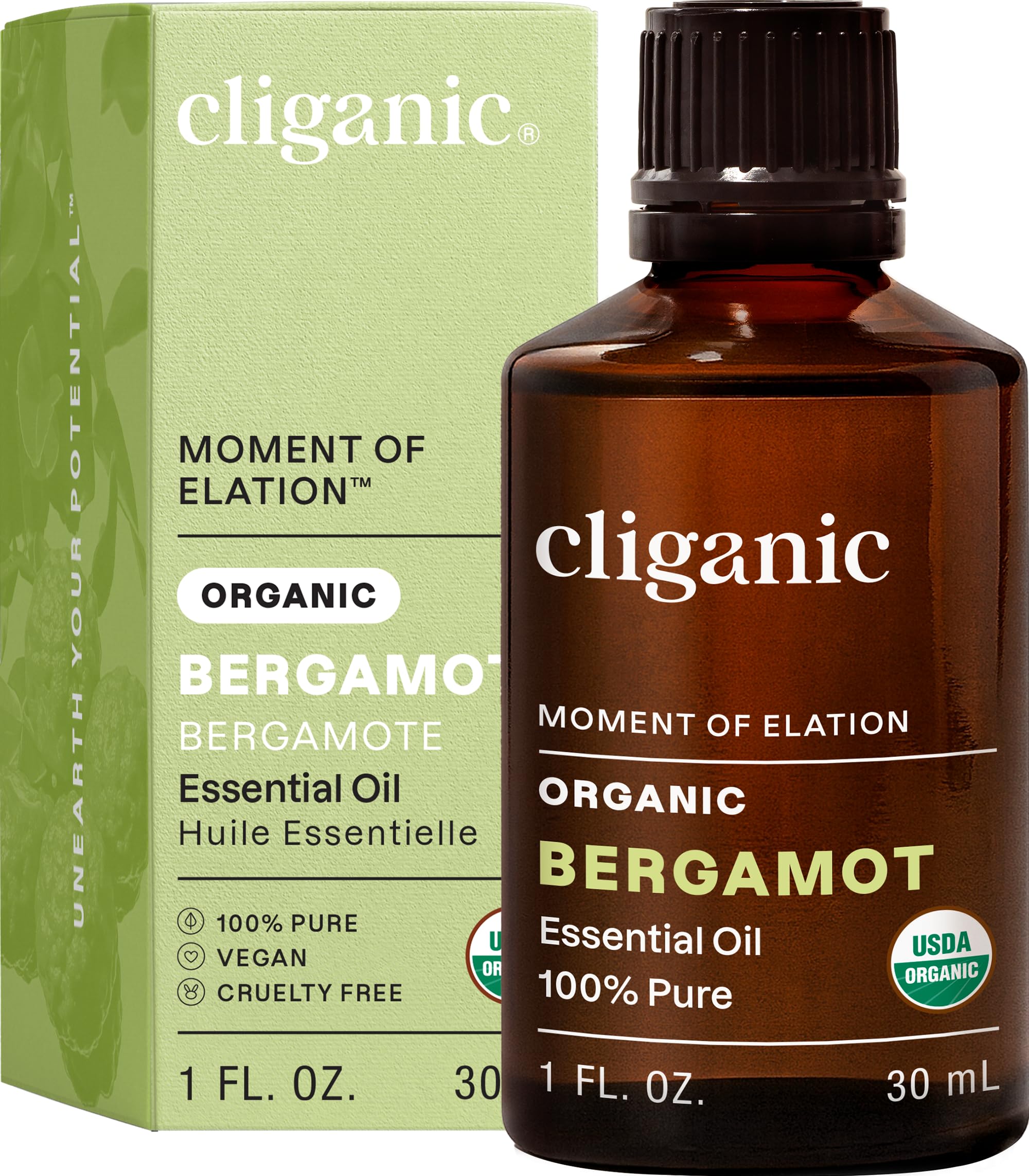 Huile essentielle bergamote Cliganic en flacon bio pour aromathérapie et bien-être quotidien
