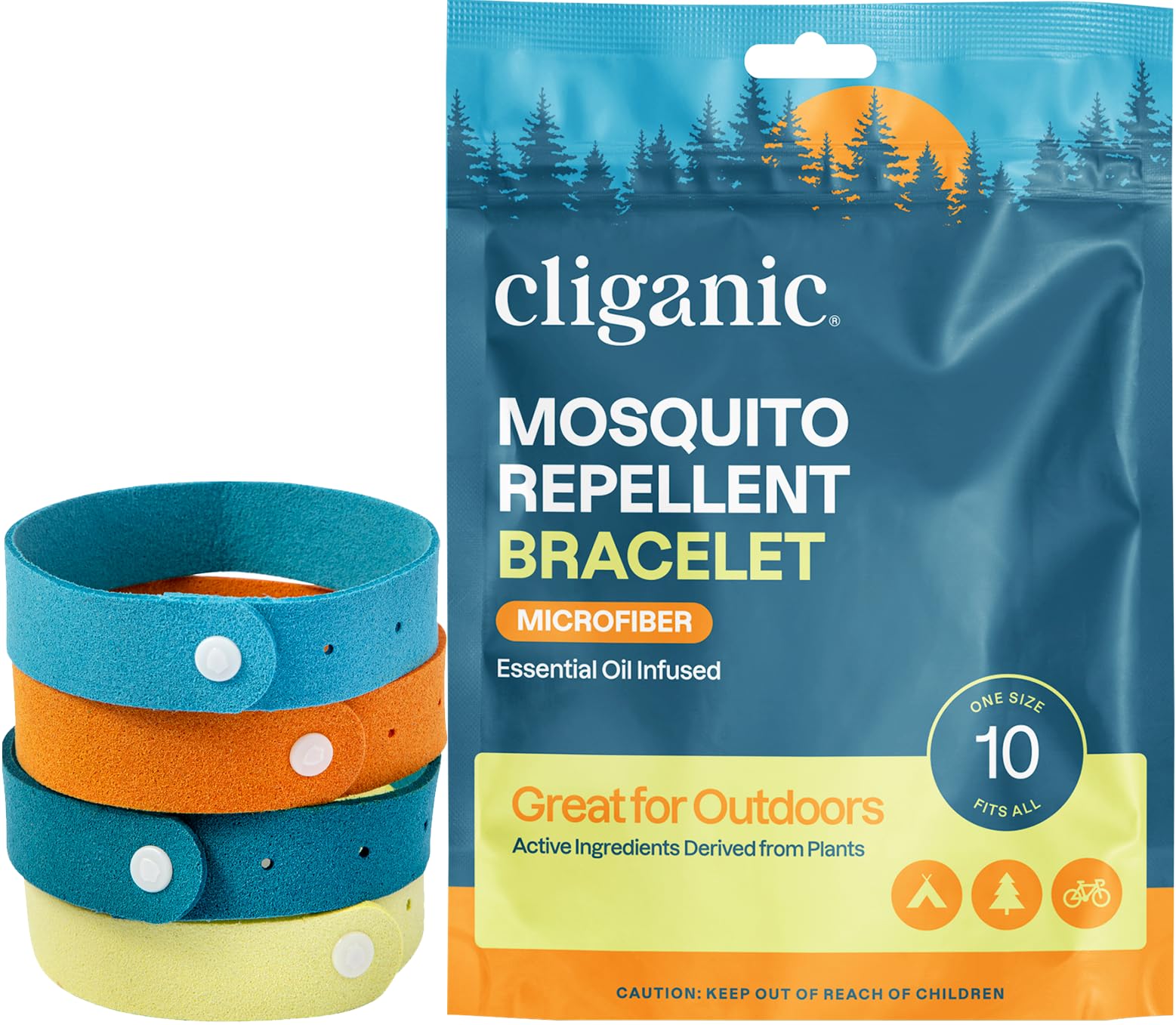 Bracelets Cliganic anti-moustiques en microfibre, ensemble, confortables pour sorties en plein air.
