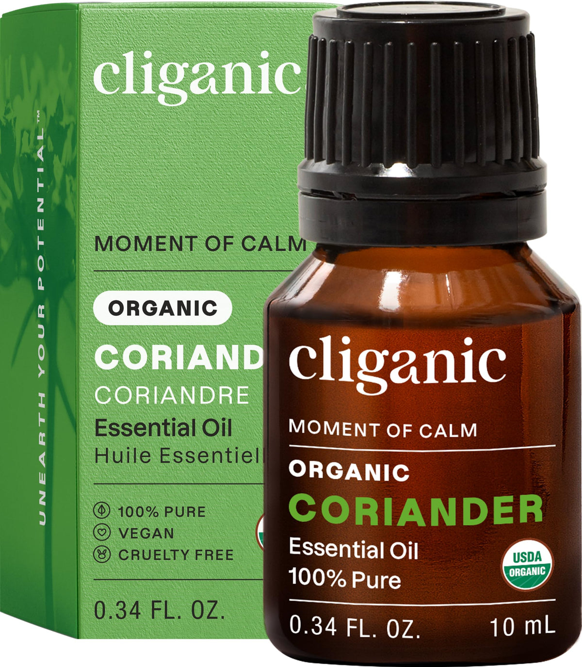 Cliganic Coriandre huile essentielle - bouteille prête pour l'aromathérapie.