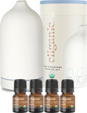 Diffuseur Cliganic en céramique blanche avec LED, ambiance apaisante et silencieuse.