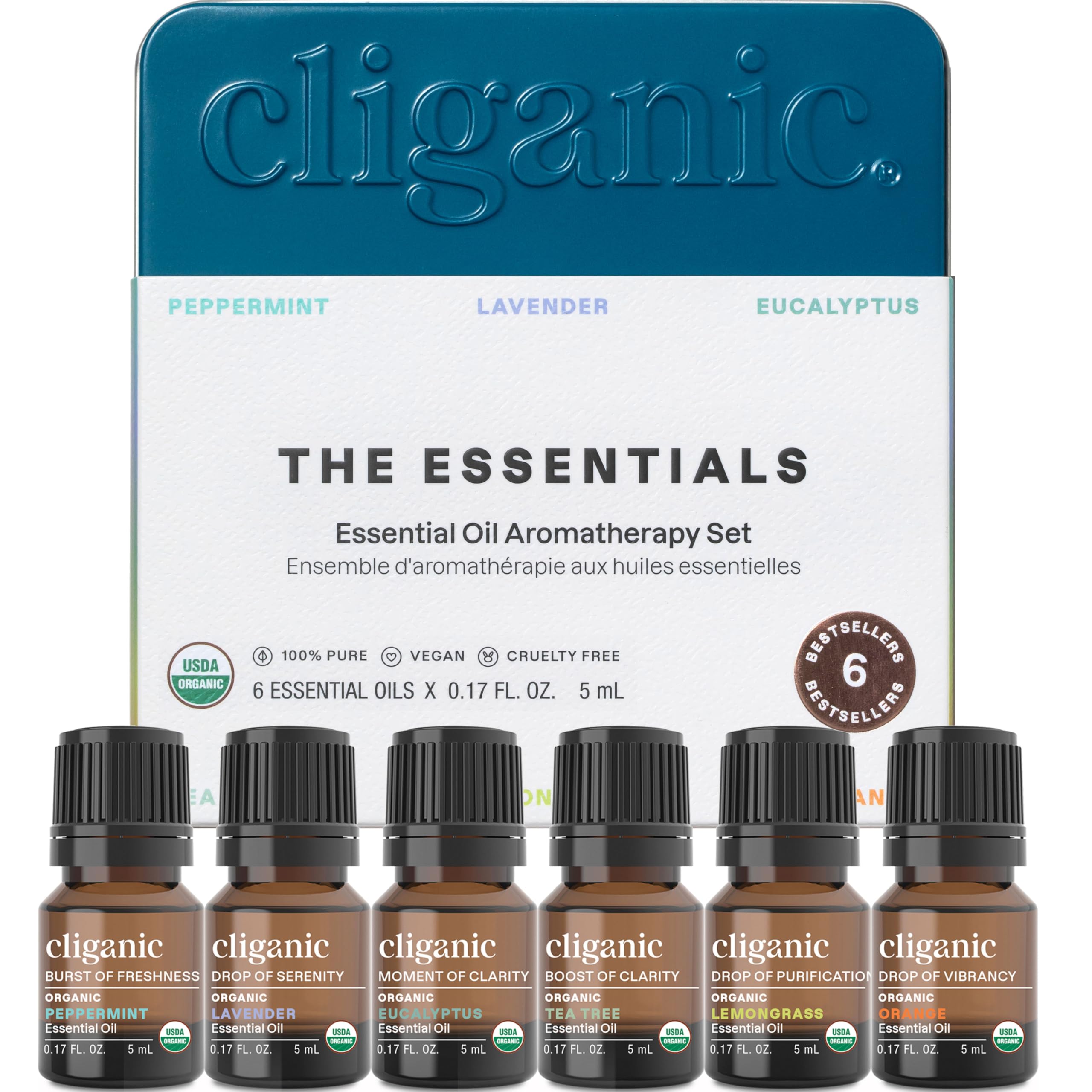 Cliganic menthe, flacon avec pipette, parfum frais pour diffusion rapide