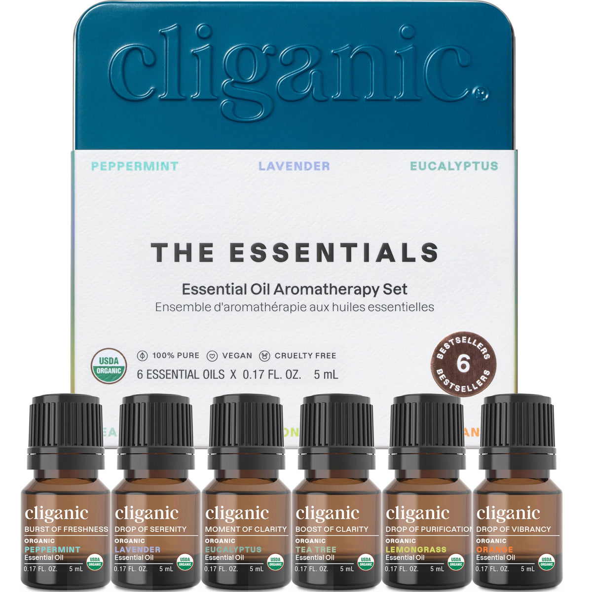 Cliganic menthe, flacon avec pipette, parfum frais pour diffusion rapide