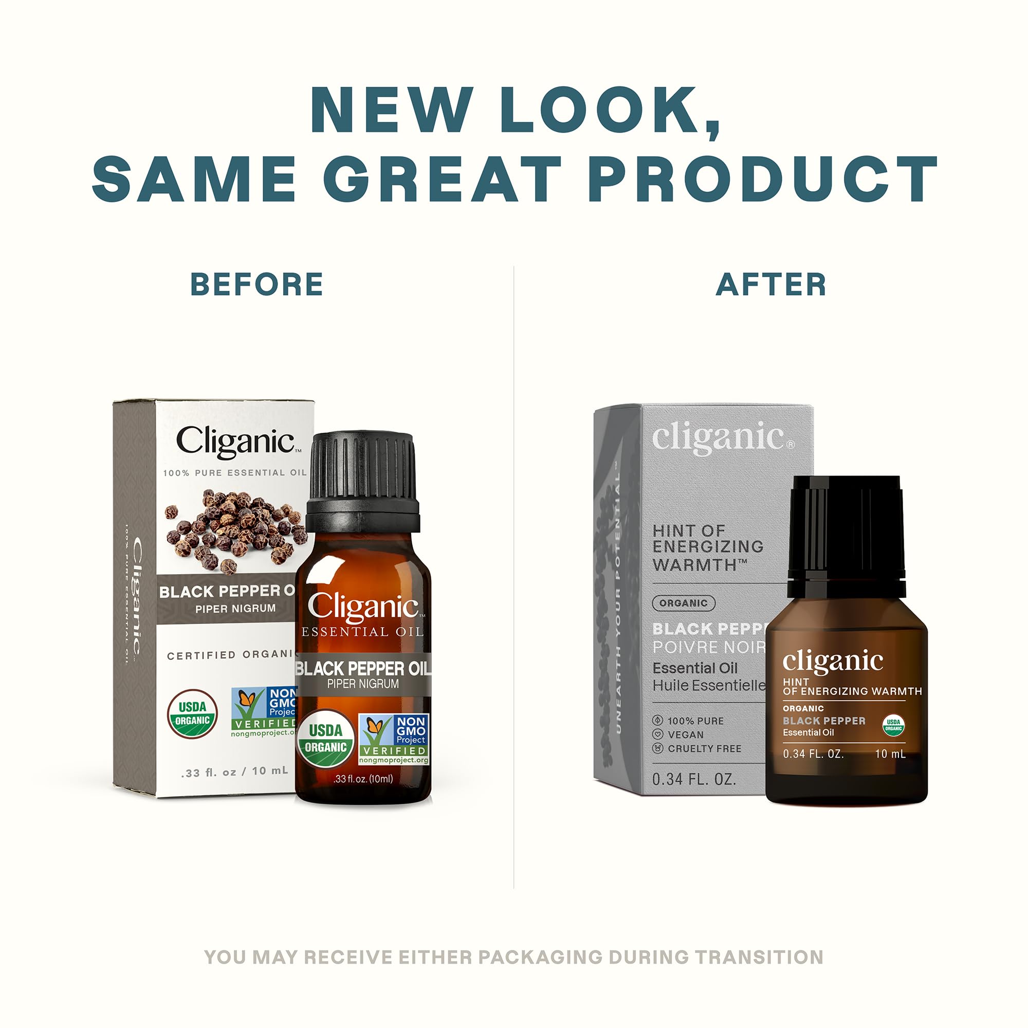Étiquette bio Cliganic Poivre noir avec certification USDA