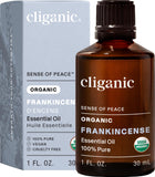 Huile essentielle Frankincense Cliganic, bouteille 1 oz prête à diffuser l'aromathérapie.