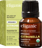 Cliganic huile citronnelle-bouteille, diffusion facile d'un parfum frais.