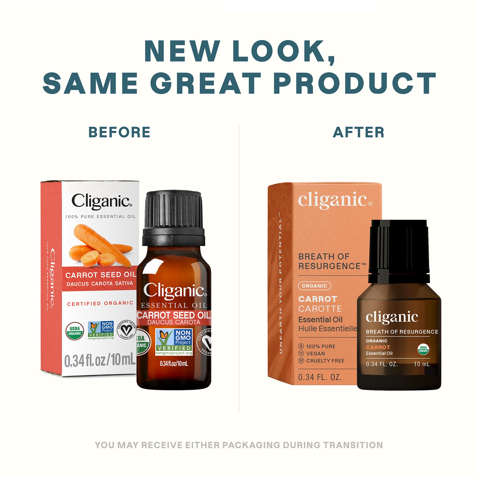 Huile Carotte Cliganic, emballage variable, pratique pour diffusion et soin naturel.