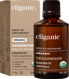 Cliganic huile essentielle de cèdre, bouteille ambrée, idéale pour diffusion et parfums durables.