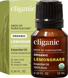 Huile essentielle citronnelle Cliganic, bouteille prête pour diffusion aromatique.