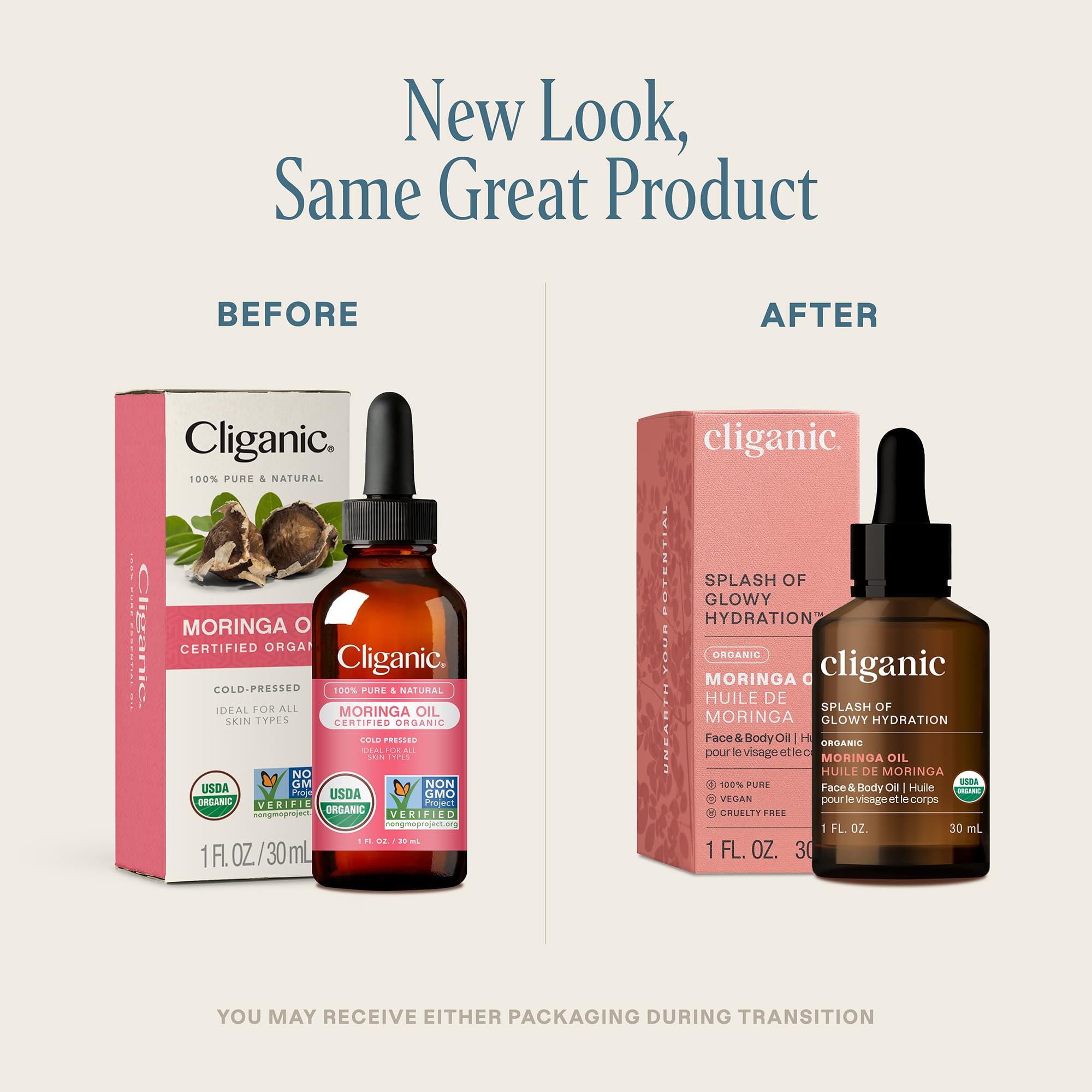 Gouttes d huile de moringa Cliganic prêtes à l'application visage et cheveux