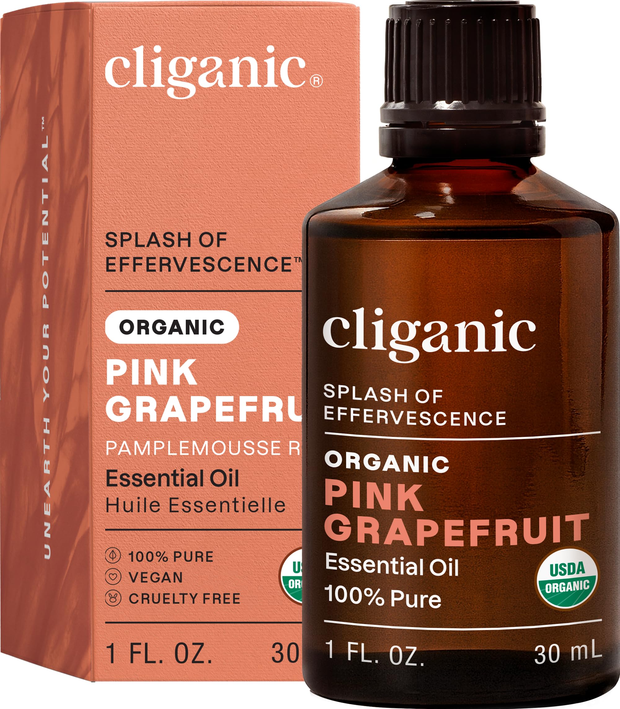 Cliganic huile pamplemousse rose bouteille 15ml pour aromathérapie