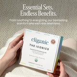 Flacon d'huile Eucalyptus Cliganic Iconics, huile purifiante et tonique.