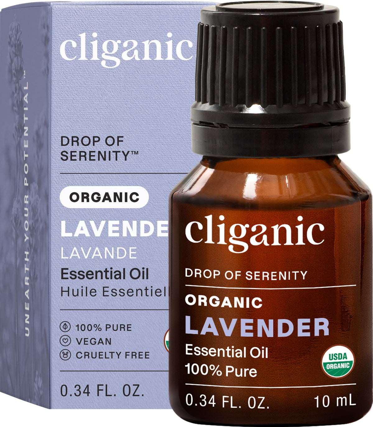 Cliganic Lavande, flacon prêt pour diffusion aromathérapie et détente.