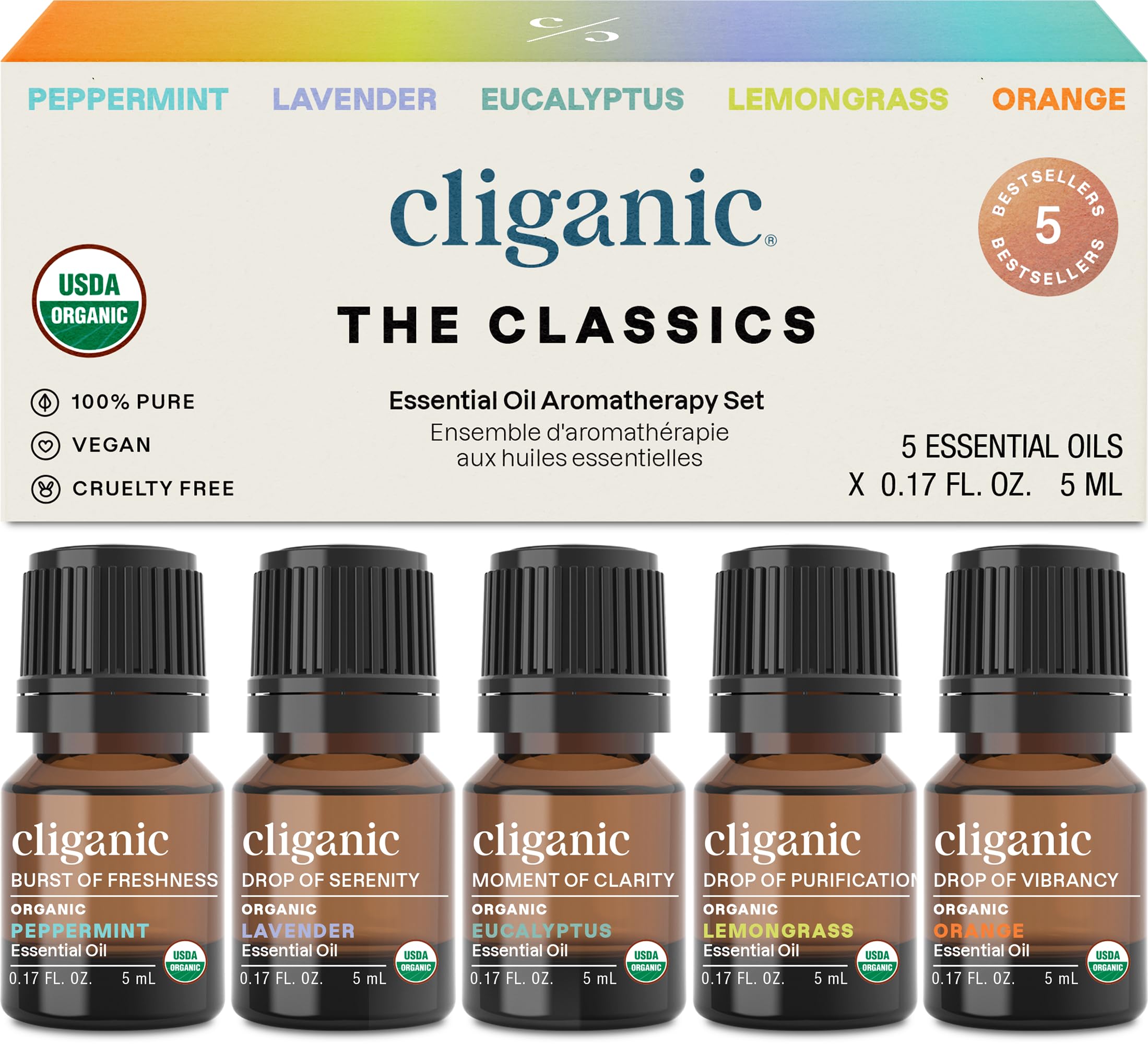 Cliganic menthe-poivrée — bouteille d'huile essentielle pour rafraîchir l'atmosphère et stimuler l'esprit.