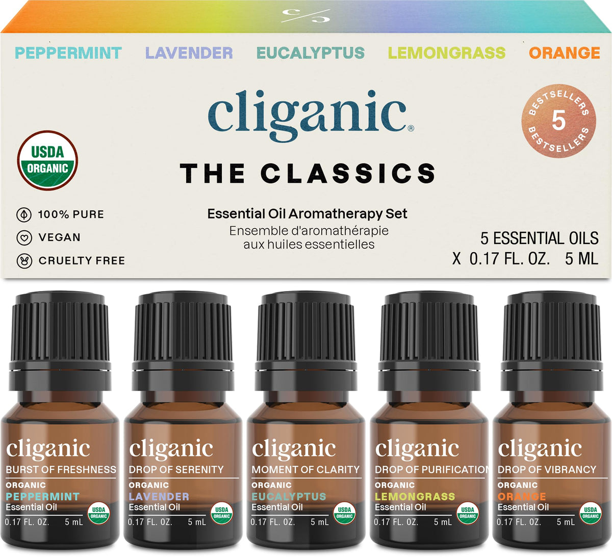 Cliganic menthe-poivrée — bouteille d'huile essentielle pour rafraîchir l'atmosphère et stimuler l'esprit.