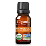 Massage dilué avec huile orange douce Cliganic pour relaxation.