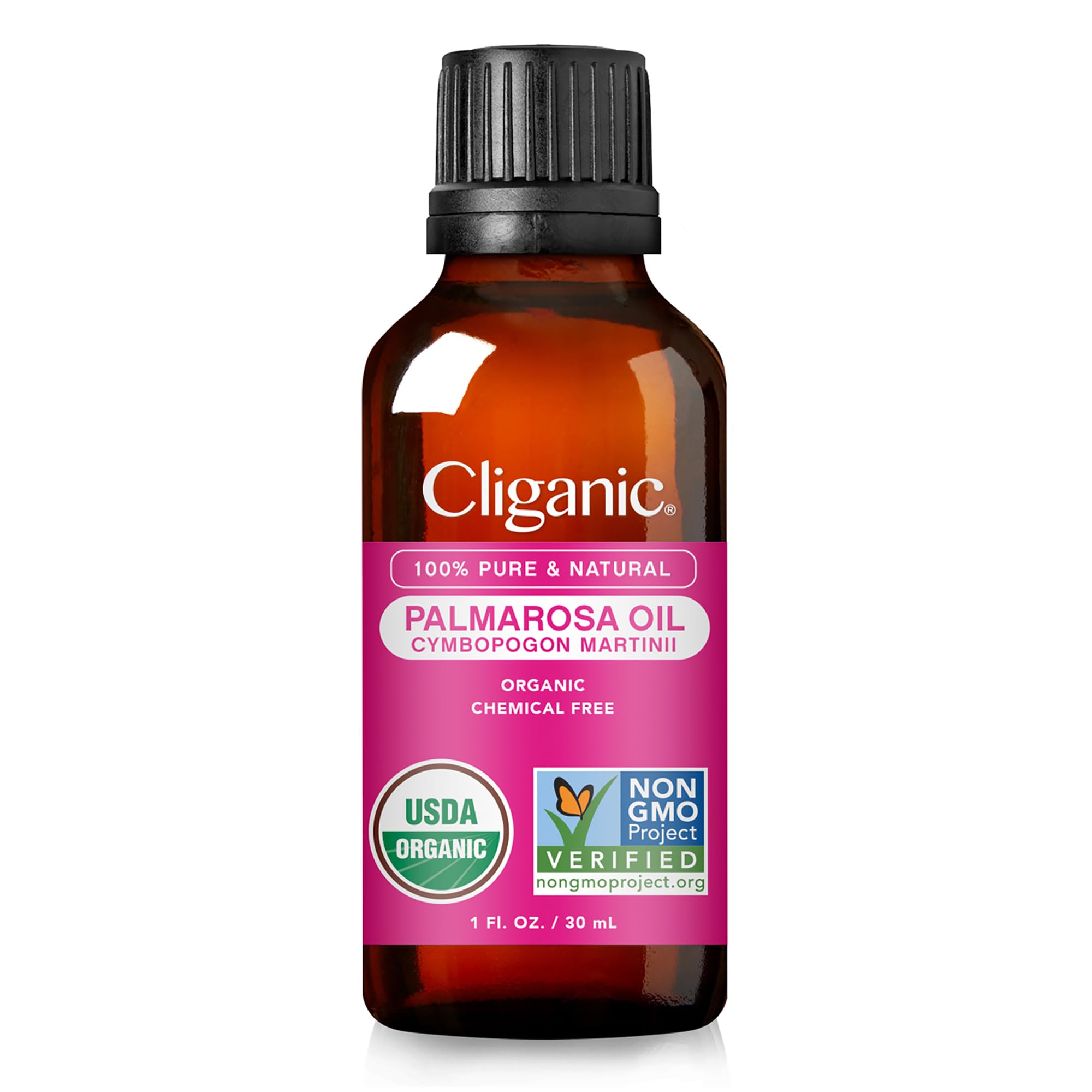 Contenant Palmarosa Cliganic sans additifs, prêt à utilisation simple.
