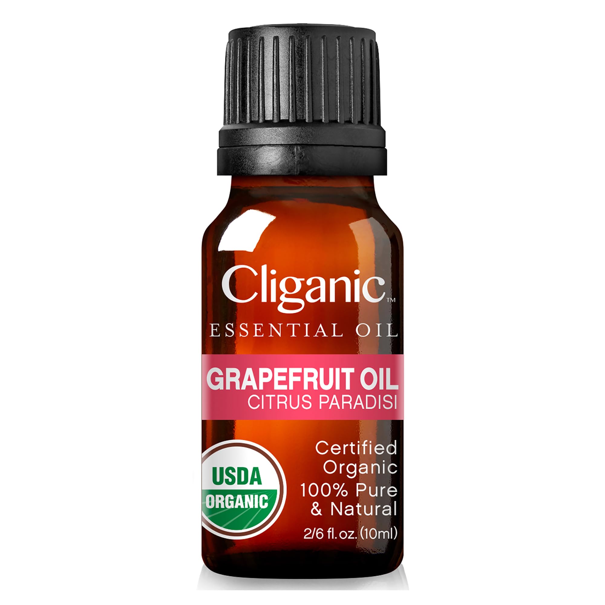 Étiquette claire sur huile Cliganic Pamplemousse Rose, traçabilité et pureté.