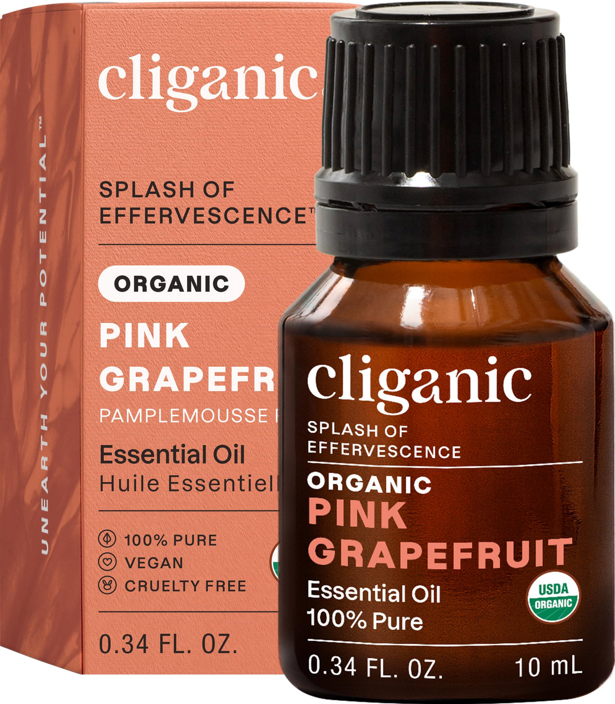 Cliganic Pamplemousse Rose huile bouteille, diffusion douce pour ambiance fraîche.