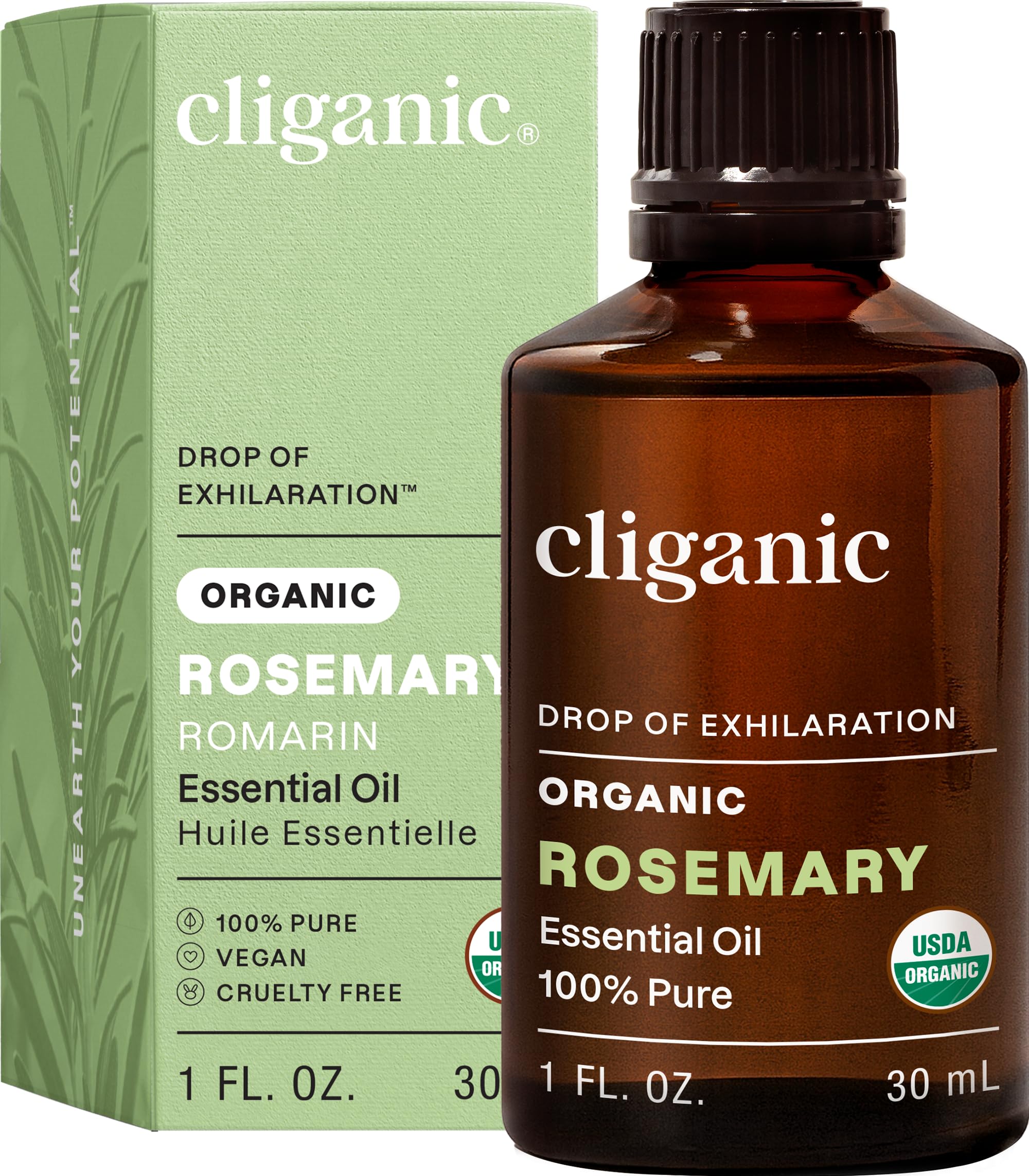 Cliganic huile essentielle romarin biologique - flacon 1 oz pour aromathérapie