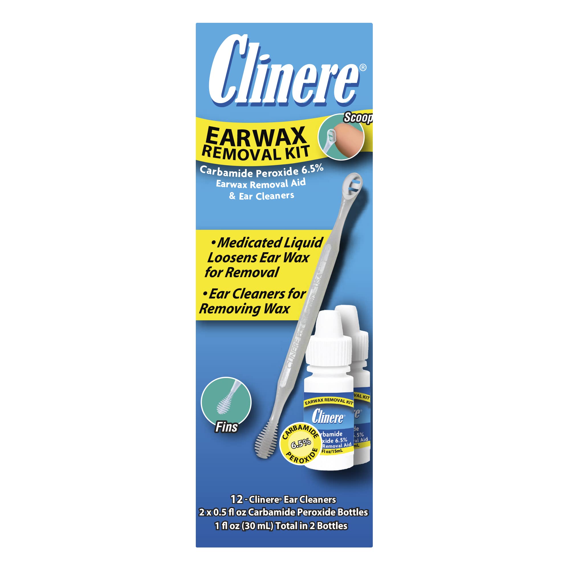 Gouttes au peroxyde de carbamide Clinere pour ramollir le cérumen en douceur.