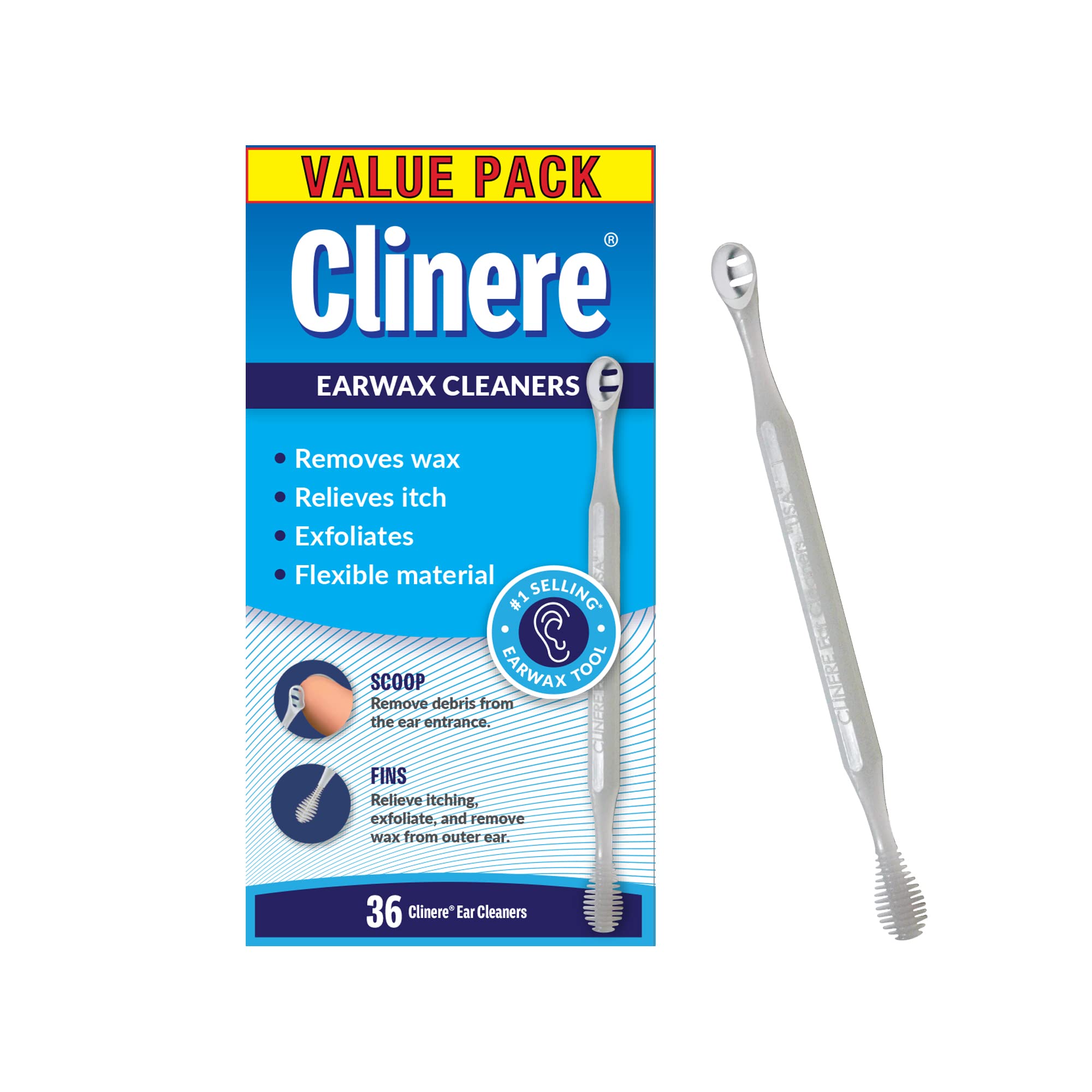 Clinere nettoyeur d'oreilles avec cuillère flexible, nettoyage en douceur.