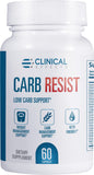 Capsules Carb Resist de Clinical Effects, bouchon pratique et couleur naturelle, soutien quotidien du contrôle des glucides.