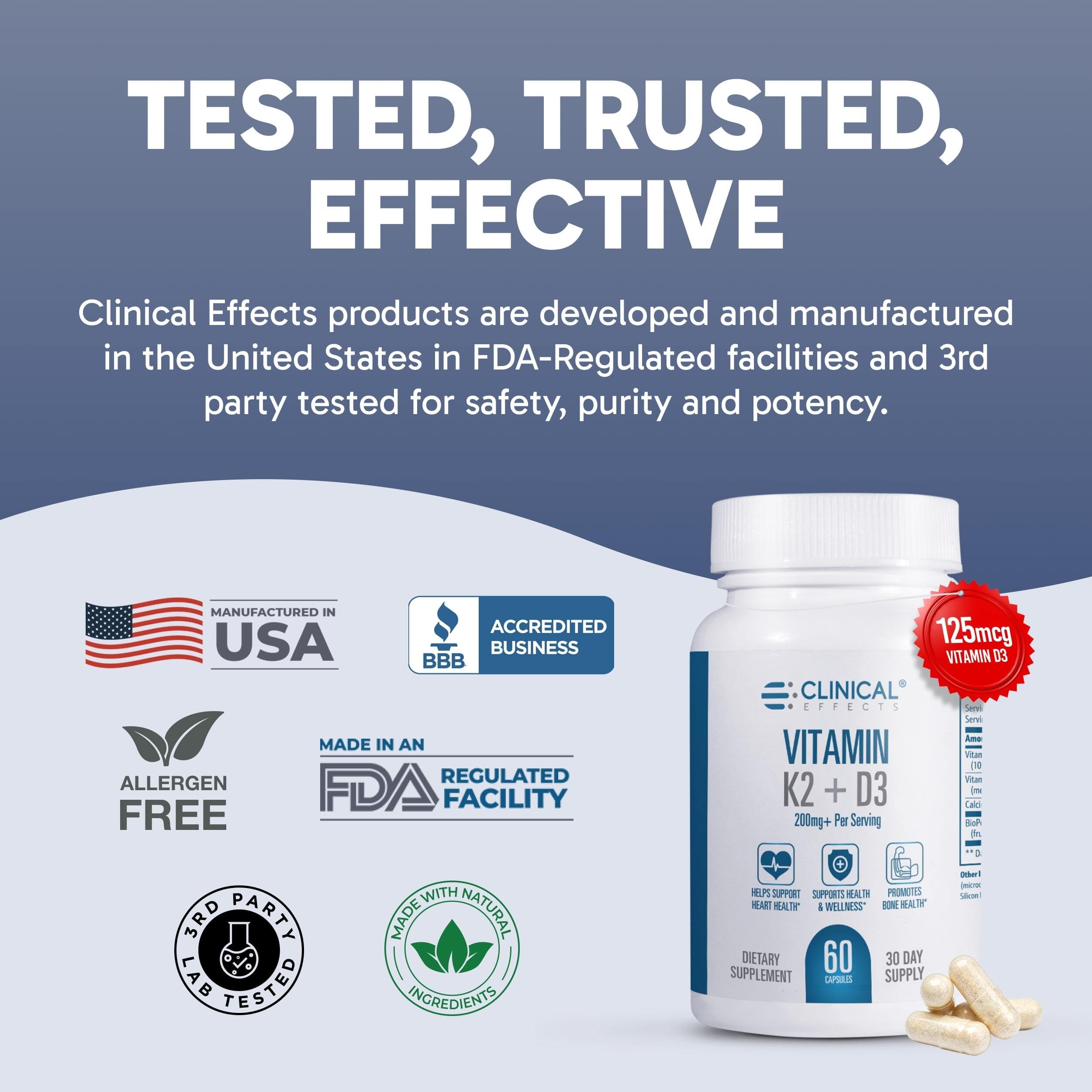 Clinical Effects K2 + D3 – Conditionnement pratique en 60 gélules