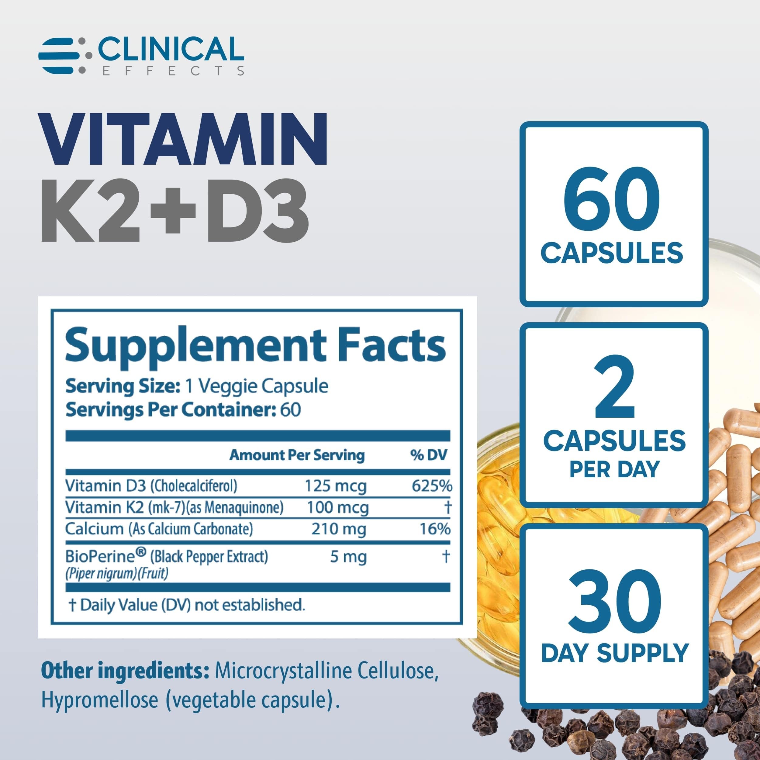 Clinical Effects K2 + D3 – Ingrédients ciblés et haute qualité