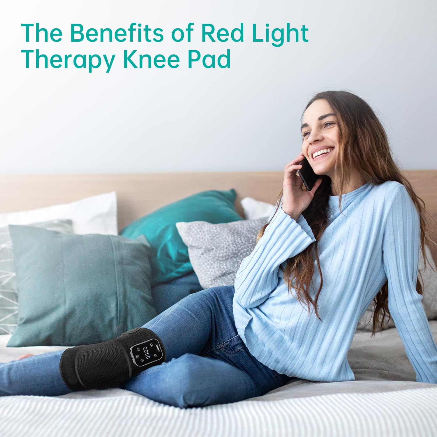 CLMTAS genou-massage-brace réglages vibration pour adapter l'intensité.
