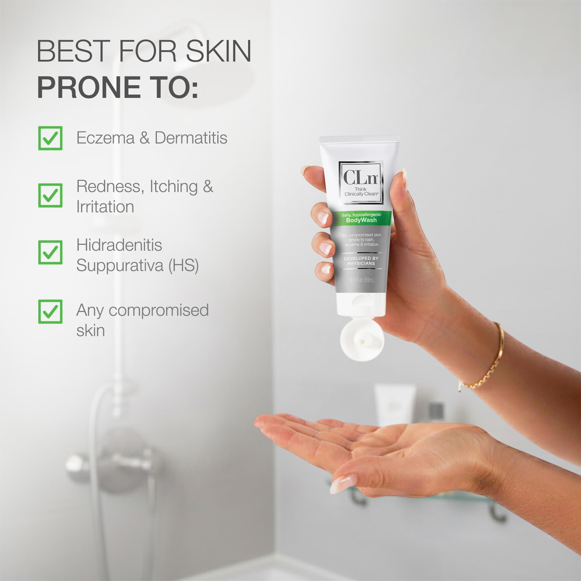 CLn BodyWash: contient hypochlore de sodium pour une propreté contrôlée.