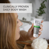 CLn BodyWash: utilisation recommandée en 2 minutes pour une douche efficace.