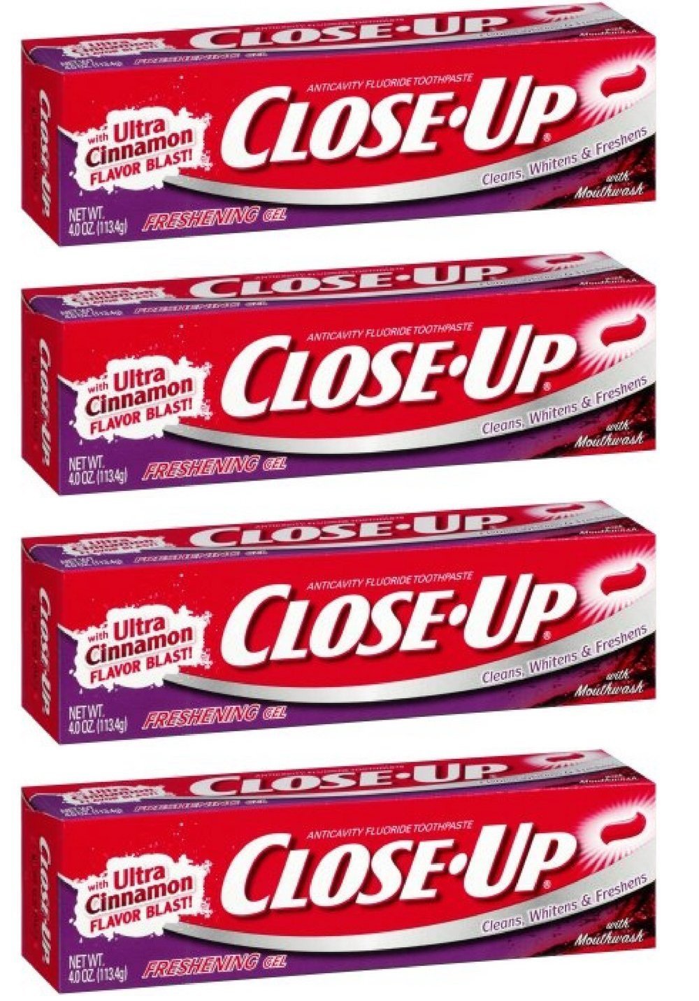 Close-Up gel rouge fluoré, fraîcheur durable et usage quotidien.