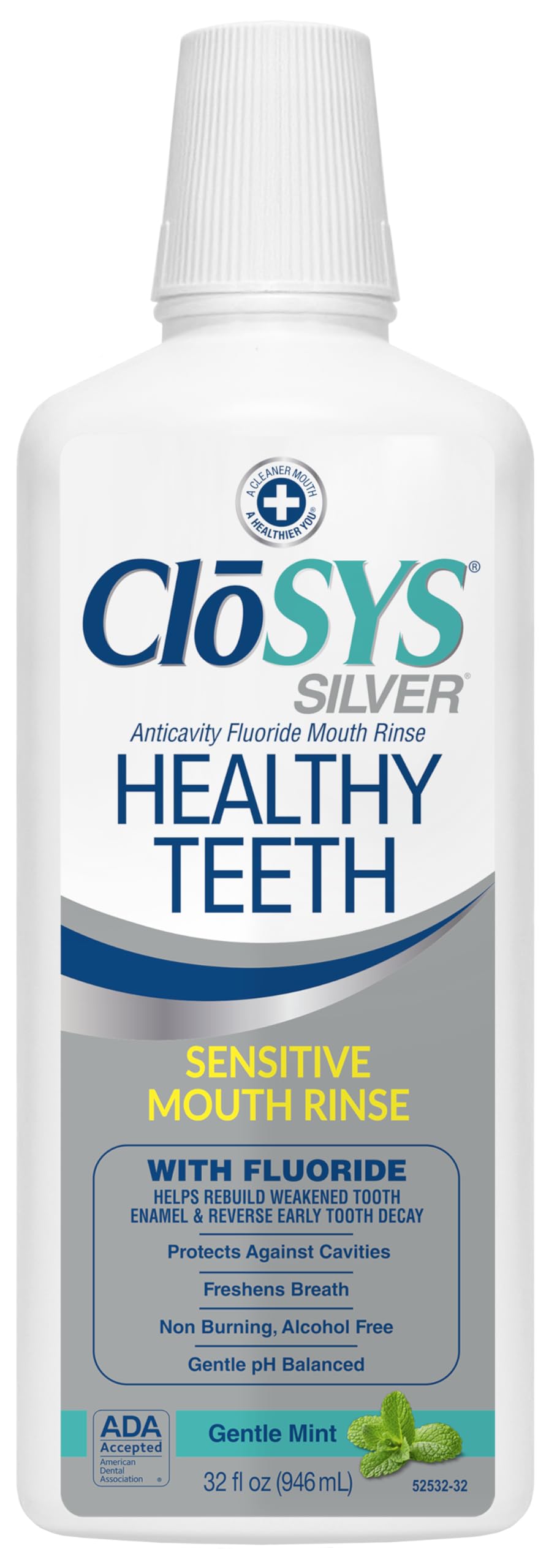 CloSYS : bouteille 32oz, rinçage doux pour haleine fraîche sans brûlure.