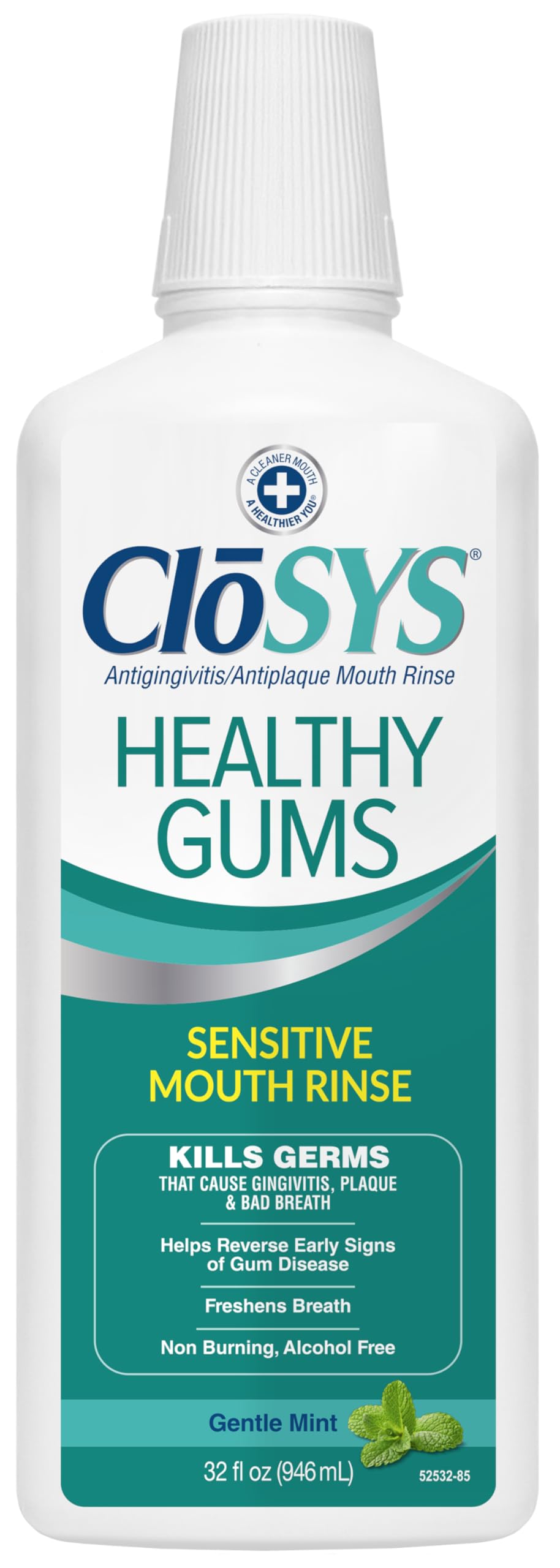 CloSYS Bouteille gencives saines, soin doux pour gencives sensibles et haleine fraîche.