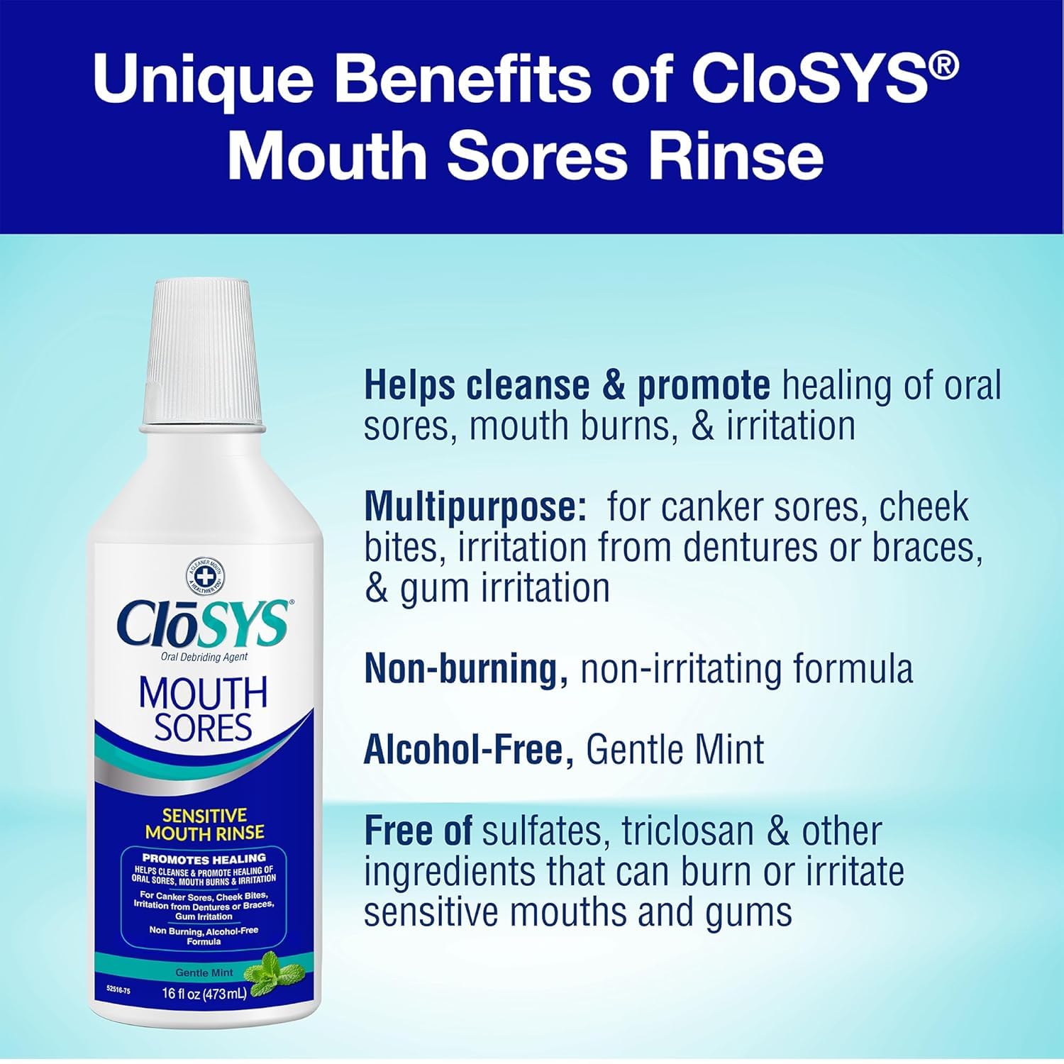 CloSYS – rinçage sans brûlure pour un confort durable.
